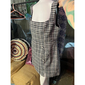 Women's Francesca's Plaid Mini Dress XL Black White